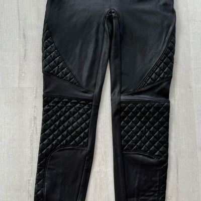 Spanx Quilted Faux Leather Moto Women's Leggings Size Small Black